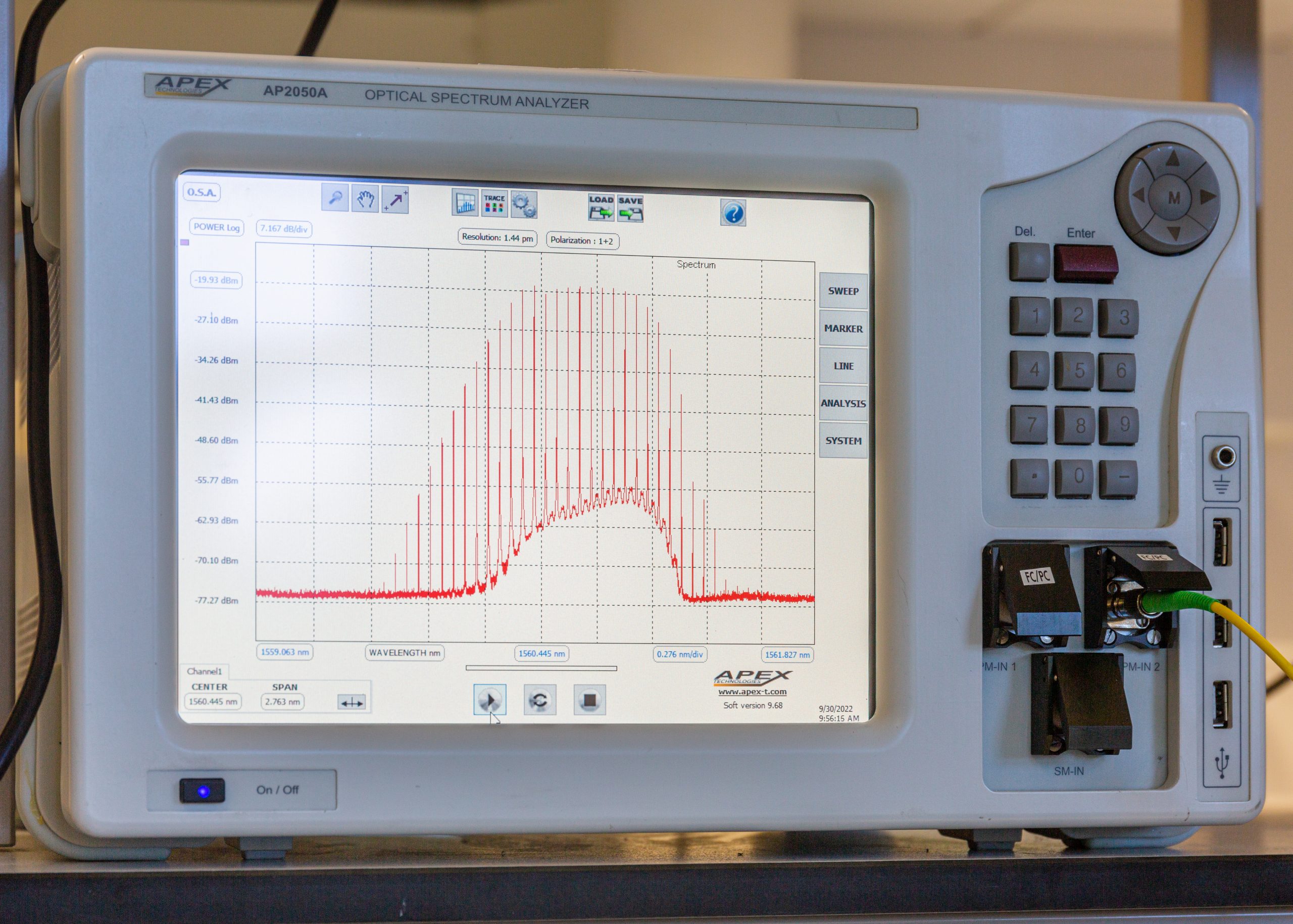 A spectrum of a gain switched comb laser at Pilot Photonics